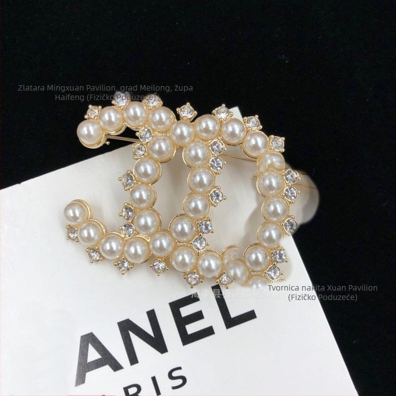 Broš s umjetnim perlama, oblik slova, elektroplating, svjež i sladak stil, za žene