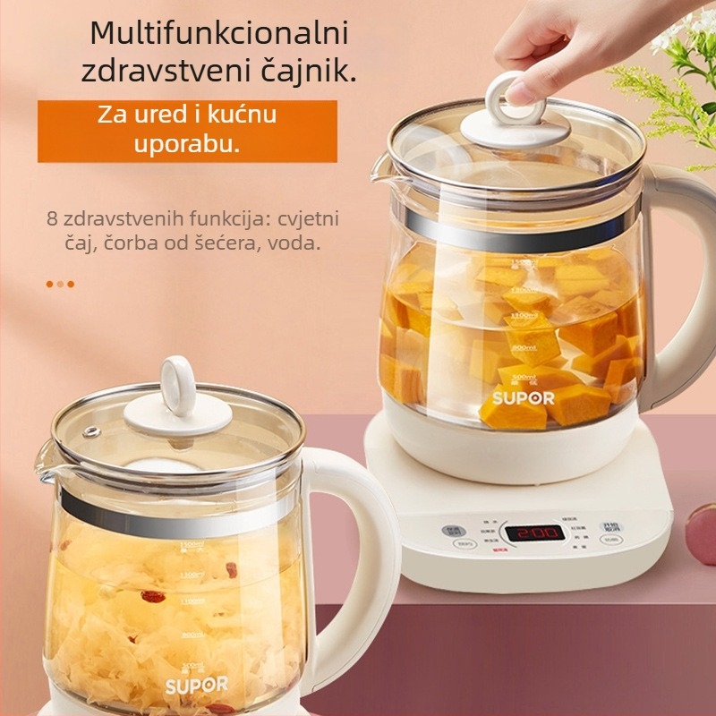 Supor zdravstveni lonac za kućnu upotrebu sa staklenim unutrašnjim spremnikom, model SW-15YJ33, kapacitet 1–1,5 L, 220V, 500–1000W