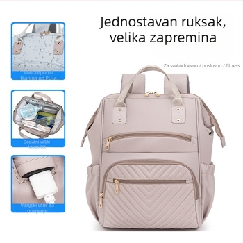 Ruksak za mamu s velikim kapacitetom – lagani PU ruksak za bebu, višefunkcionalan, s jastučićima zraka na ramenima | stil putovanja za slobodno vrijeme