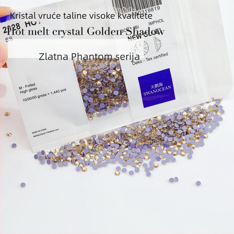 Šampanjasto-zlatna plesna haljina s kristalima, DIY ukrašavanje