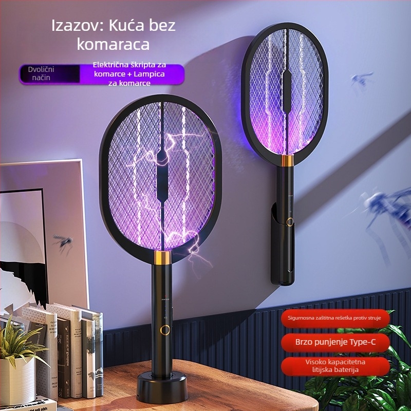 Kailiya USB fotokatalizator ubijač komaraca – 2-u-1 lampica i električna mreža, ugrađena baterija 801–1000 mAh, pokrivenost do 10 m², punjenje 1–3 h