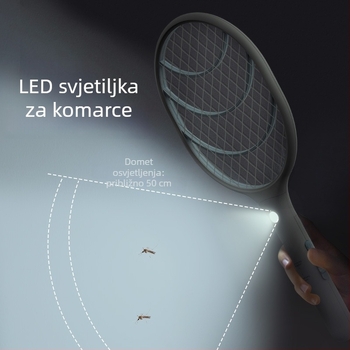 Električna mrežica protiv komaraca – lagana i izdržljiva; ugrađena baterija 501–800 mAh; LED svjetlo; domet 11–20 m²; punjenje 5–8 sati
