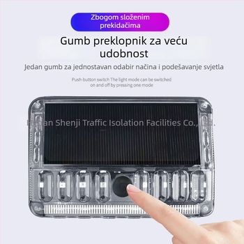 Solarna sigurnosna svjetiljka za vozilo s indikatorom širine stražnjeg dijela i načinima treperenja ili stalnog svjetla