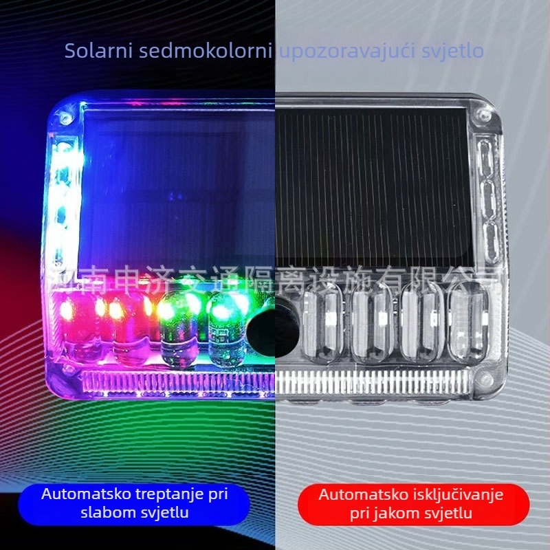 Solarna sigurnosna svjetiljka za vozilo s indikatorom širine stražnjeg dijela i načinima treperenja ili stalnog svjetla