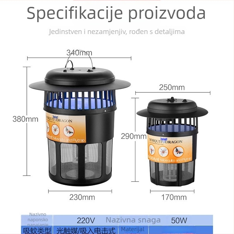 Mo Ye Električna lampica za ubijanje komaraca sa šok udarom, za vanjsku i unutarnju upotrebu | Lov svjetlosnih valova + električni šok | Pogodno za površine 61 m² i više