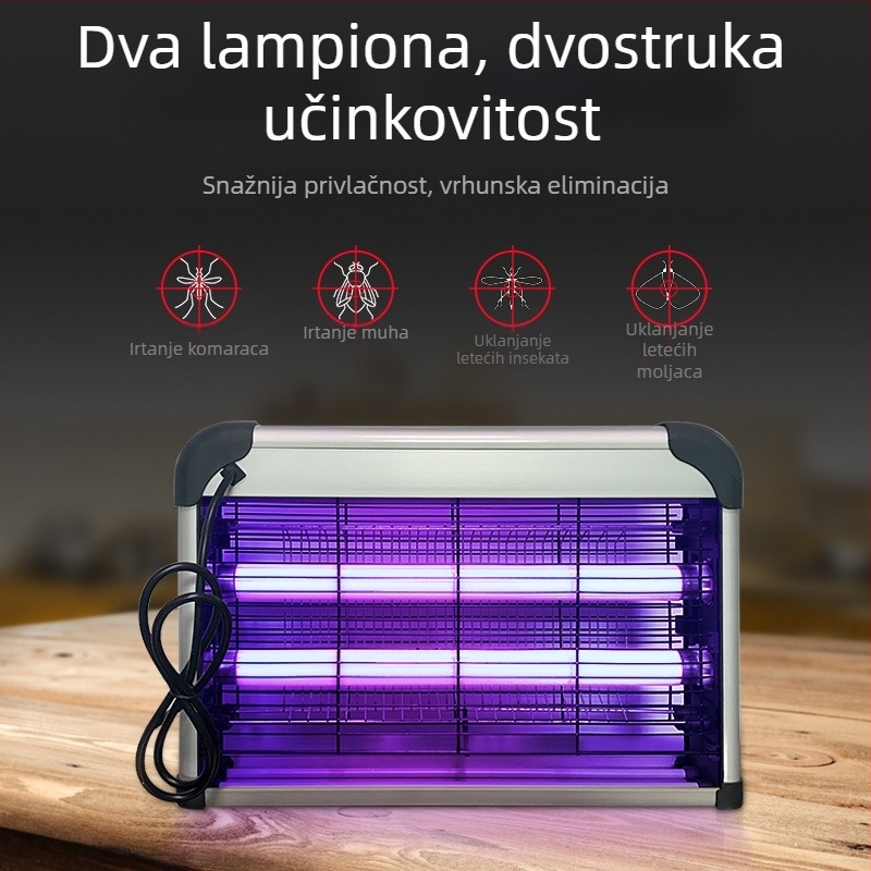 LED unutarnja lampa za ubijanje komaraca s električnim šokom i svjetlosnom zamkom | područje pokrivenosti 41-60 m² | vanjska mreža od nikla-zinka-željeza