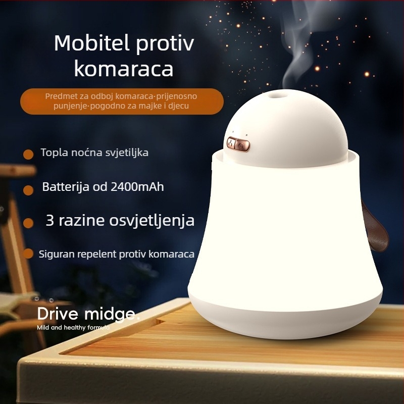 Električni uređaj za odbijanje komaraca HM001, LED svjetlo, ugrađena baterija 2001–2500 mAh, pokrivenost 11–20㎡, trajanje baterije 6–8 sati