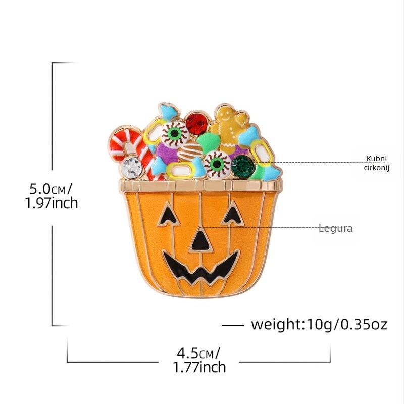 Minyu Halloween broš – cinkova legura, završna obrada kapljajući ulje, unisex, modni dodatak za odjeću, jesen 2025