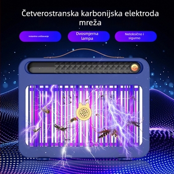 Lampa za ubijanje komaraca za kućnu i poslovnu upotrebu, unutarnja/ vanjska, tiha USB punjiva LED, pokrivenost 41-60㎡, 180° rotacija, mreža od nikl-cink-željezo