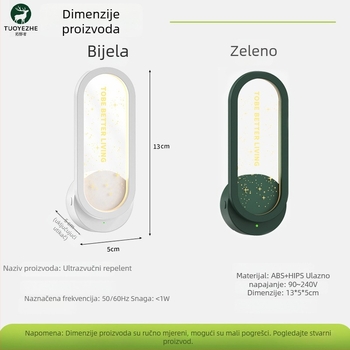 Ultrazvučni repelent protiv komaraca za majke i bebe uz noćnu lampicu — Model Ts-28, cilindrična svjetiljka, 240V