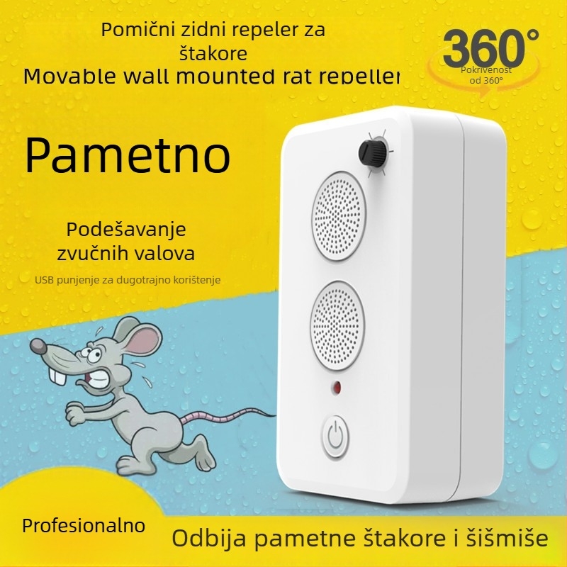 Prijenosni ultrazvučni repelent za miševe, s mogućnošću punjenja, za kućnu upotrebu