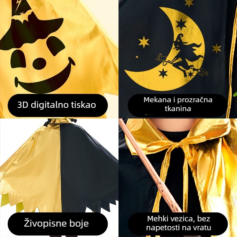 Dječji kostim čarobnjaka s mantijom, kapom i šeširom za Halloween – proljeće 2025