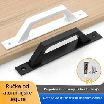 Ručka za klizna vrata od aluminijske legure, površinski montirana, za drvena vrata, prozore i staklena vrata, moderni minimalistički stil