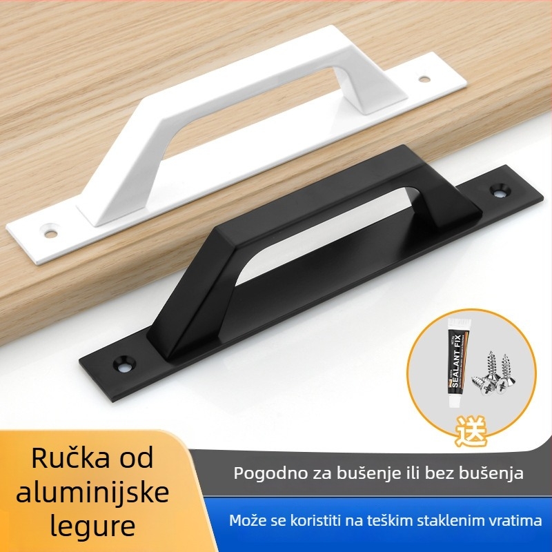 Ručka za klizna vrata od aluminijske legure, površinski montirana, za drvena vrata, prozore i staklena vrata, moderni minimalistički stil