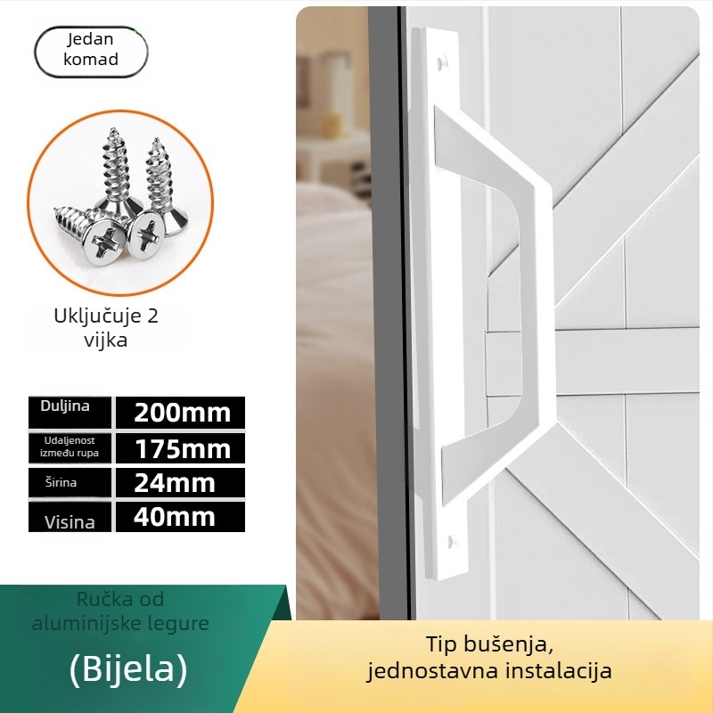 Ručka za klizna vrata od aluminijske legure, površinski montirana, za drvena vrata, prozore i staklena vrata, moderni minimalistički stil