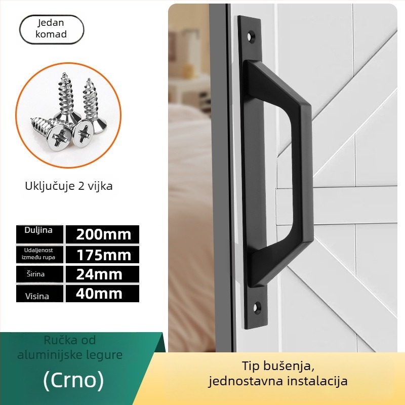 Ručka za klizna vrata od aluminijske legure, površinski montirana, za drvena vrata, prozore i staklena vrata, moderni minimalistički stil