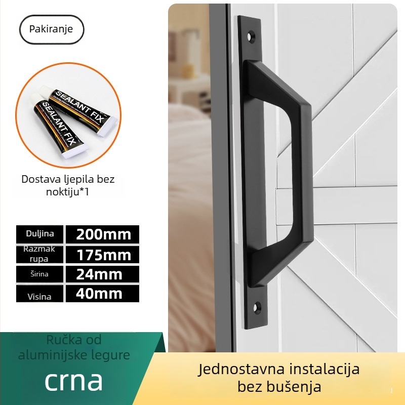 Ručka za klizna vrata od aluminijske legure, površinski montirana, za drvena vrata, prozore i staklena vrata, moderni minimalistički stil