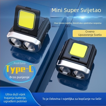 LED čelna svjetiljka s kopčom za šešir, prijenosna, 5W, baterija 900mAh, USB punjenje, zraka do 100–200m, za noćni ribolov, vožnju biciklom, trčanje i planinarenje