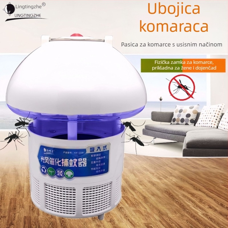Listener USB lampa za ubijanje komaraca za kućnu upotrebu – potpuno automatska klopka za spavaću sobu s usisavanjem hvatanjem i svjetlosnim zaslonom, LED svjetlo, pogodno za prostore preko 61 m², bez baterije, 1 godina jamstva