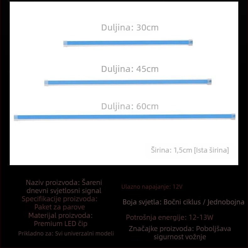 Flowing Turn Signal Daytime Running Lights Eyebrow za auto – dekorativna LED traka, ugrađena LED 304560, PVC, 12V, 1.5W
