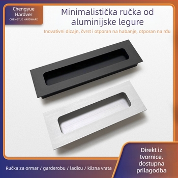 Skrivena ručka za klizna vrata, aluminijska legura, talijanski minimalistički stil, razmak rupa 96 mm, model Aluminum alloy 766