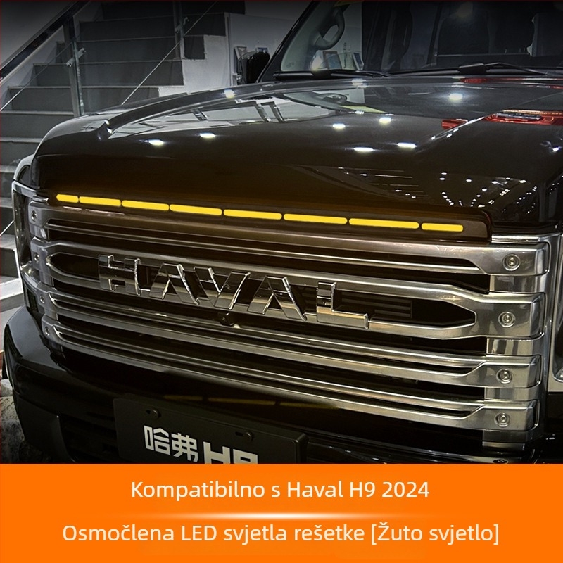 Prednja rešetka s integriranim LED dnevnim svjetlima za Haval H9 – konstrukcija od silikonskog premaza i gume, 220W, model 001, prilagodljiva