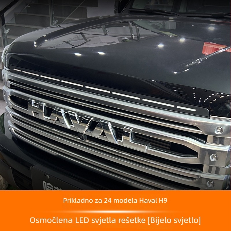 Prednja rešetka s integriranim LED dnevnim svjetlima za Haval H9 – konstrukcija od silikonskog premaza i gume, 220W, model 001, prilagodljiva