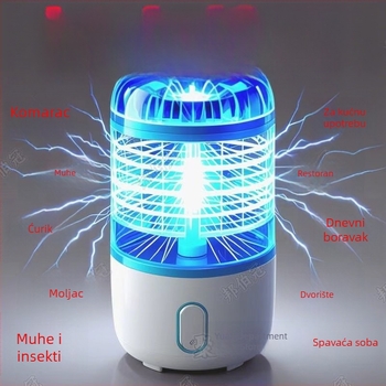 Plug-in lampa za ubijanje komaraca s plavim svjetlom i plazma atomizacijom, pokrivenost 61 m² i više, zamjenjiva baterija, nije punjiva, trajanje baterije više od 12 sati