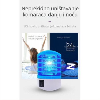 Plug-in lampa za ubijanje komaraca s plavim svjetlom i plazma atomizacijom, pokrivenost 61 m² i više, zamjenjiva baterija, nije punjiva, trajanje baterije više od 12 sati