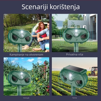 HT610 Solarni vanjski repelent za ptice, pse, miševe i insekte – Inteligentni tiho repelent protiv komaraca, 5V, 13–45 kHz, 3W, ABS kućište, punjivi