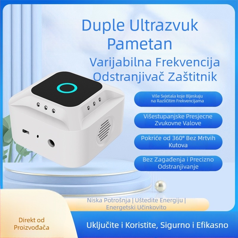 Višestruki ultrazvučni odbijač insekata, model 808, 3,7 V, 50–60 kHz, 1,8 W, kvadratno plastično kućište
