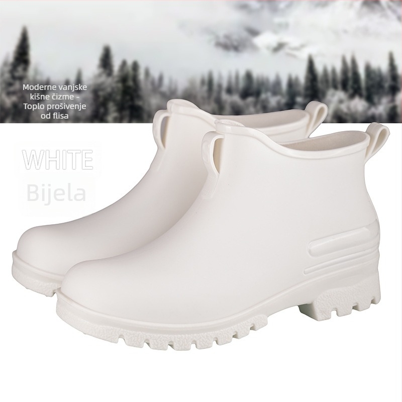 Ženske kišne čizme, PVC gornji dio, nizak cilindar, pet 1–3 cm, jednobojne, vodonepropusne