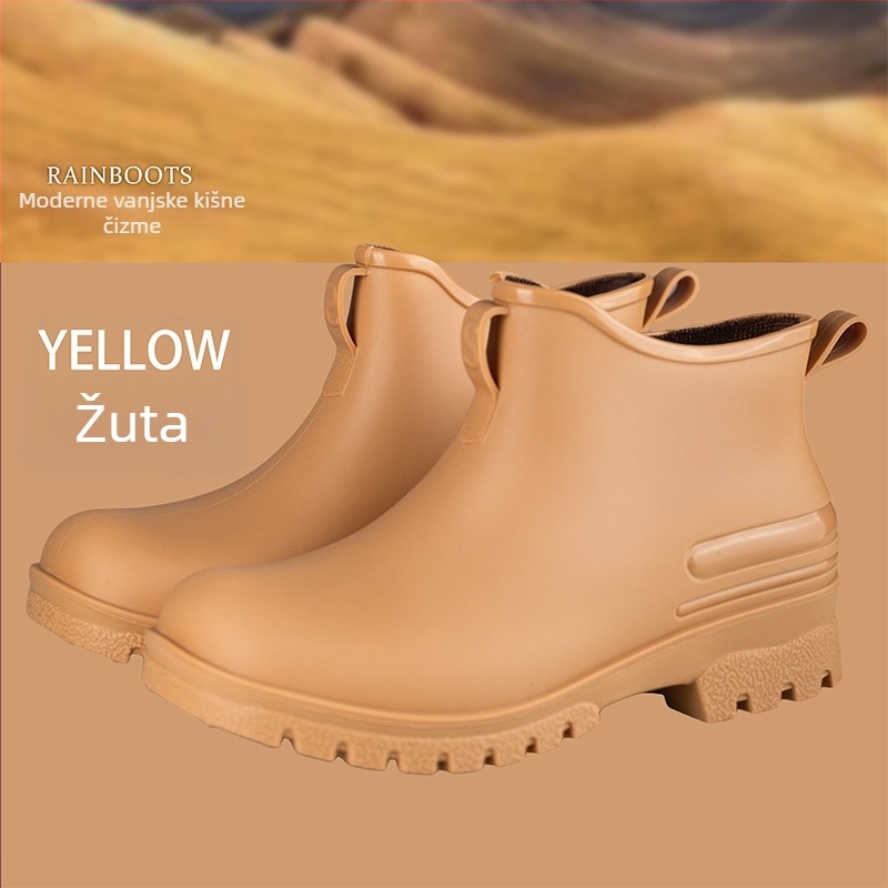 Ženske kišne čizme, PVC gornji dio, nizak cilindar, pet 1–3 cm, jednobojne, vodonepropusne