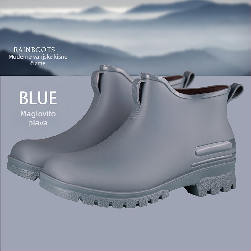 Ženske kišne čizme, PVC gornji dio, nizak cilindar, pet 1–3 cm, jednobojne, vodonepropusne