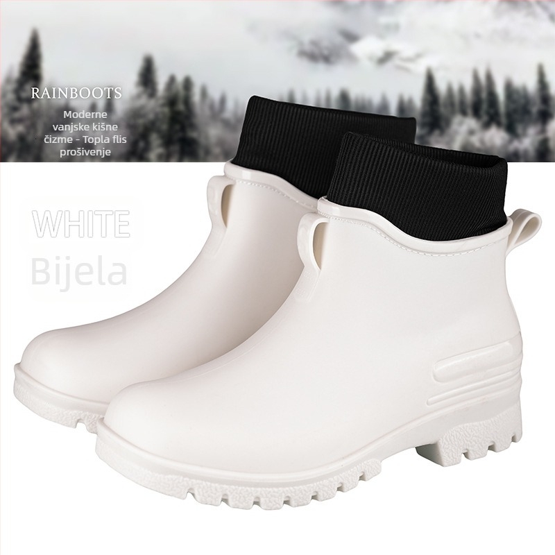 Ženske kišne čizme, PVC gornji dio, nizak cilindar, pet 1–3 cm, jednobojne, vodonepropusne