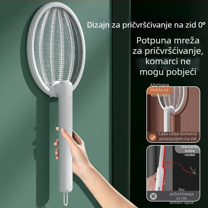 Električna mreža za komarce s punjivom baterijom, 2-u-1: mreža i lampica, ABS kućište, pokrivenost do 10 m²