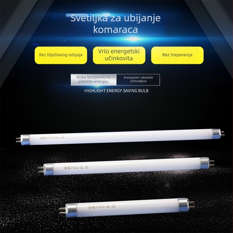 T8 UV lampa za komarce, ravna cijev, 220V, 10W/15W/20W, 1000K temperatura boje