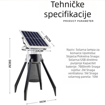 Solarna vanjska lampa za ubijanje komaraca s fotokatalizatorom — vodootporna za vrt i dvorište, Model 00-86, Youmu, 220V