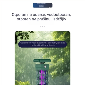 Vanjska električna lampa za ubijanje komaraca s ugrađenom baterijom, UV svjetlo, pokrivenost 61 m² i više