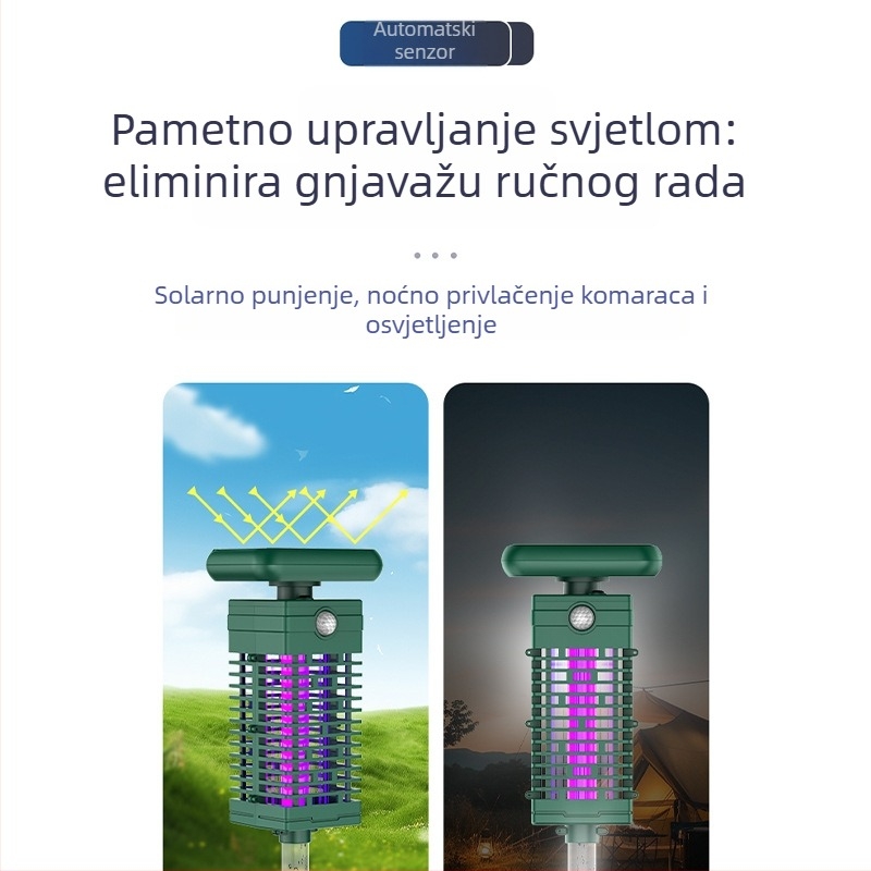 Vanjska električna lampa za ubijanje komaraca s ugrađenom baterijom, UV svjetlo, pokrivenost 61 m² i više