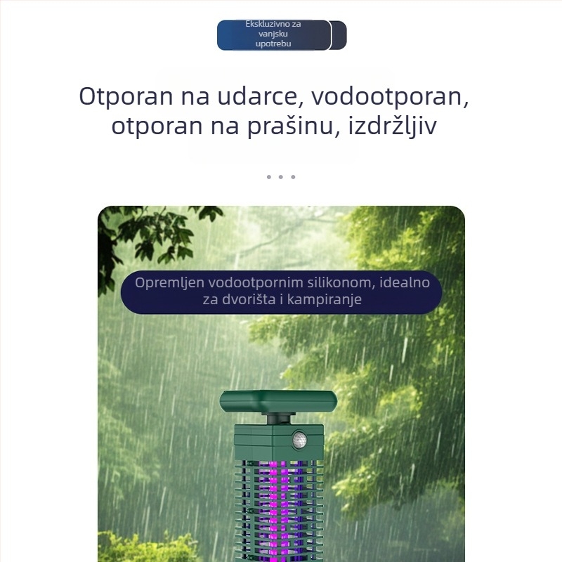 Vanjska električna lampa za ubijanje komaraca s ugrađenom baterijom, UV svjetlo, pokrivenost 61 m² i više