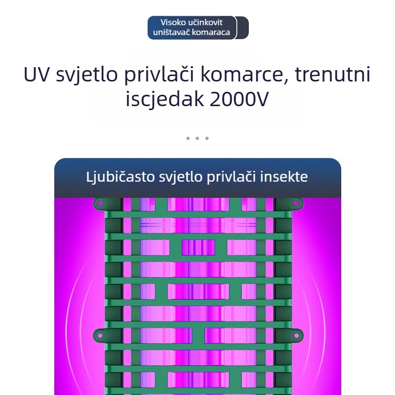 Vanjska električna lampa za ubijanje komaraca s ugrađenom baterijom, UV svjetlo, pokrivenost 61 m² i više