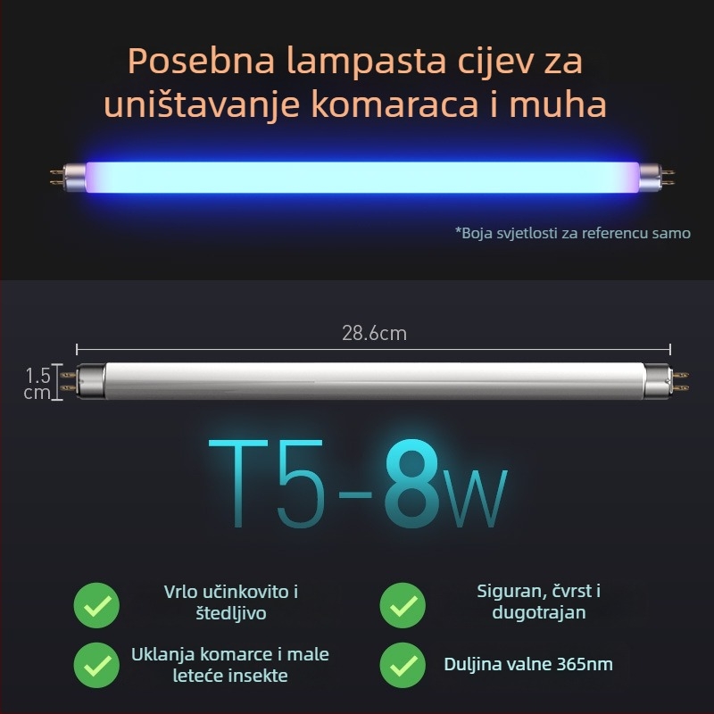 Lampa za hvatanje insekata s ljepilnom trakom, cijevnog tipa, model T5/T8, 220V