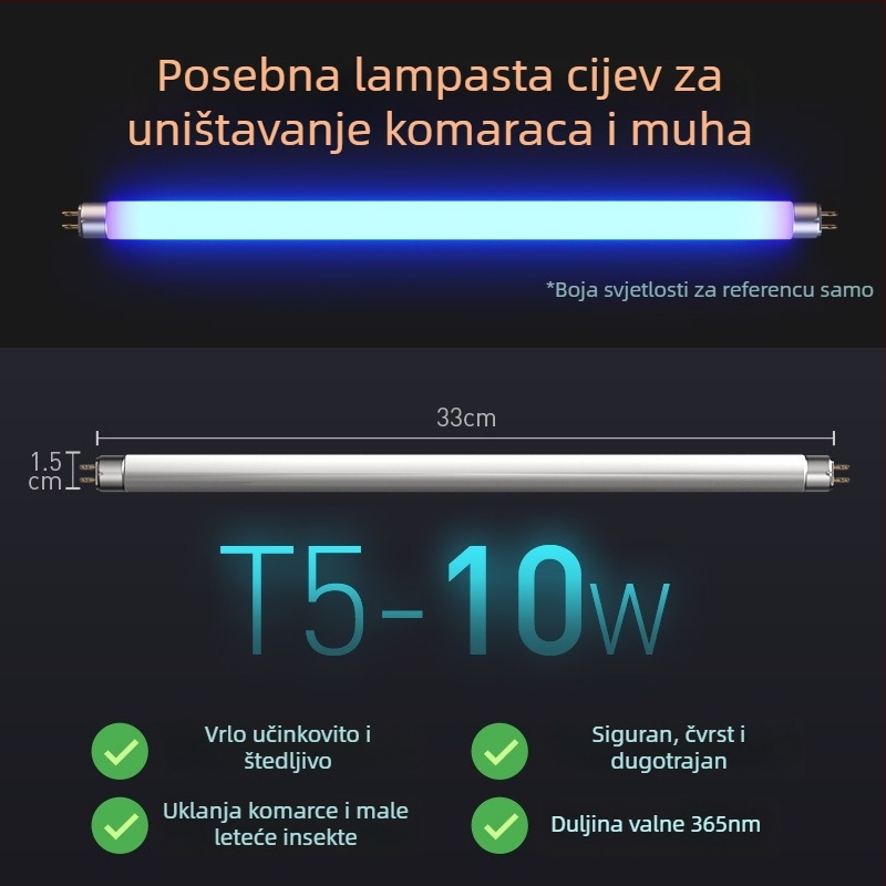 Lampa za hvatanje insekata s ljepilnom trakom, cijevnog tipa, model T5/T8, 220V