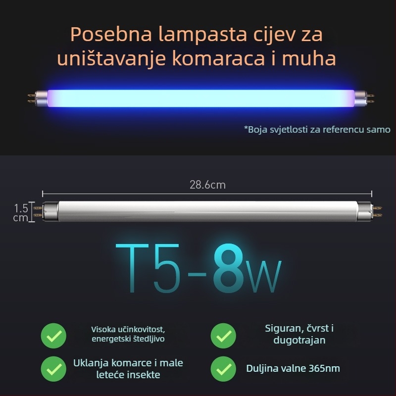 Lampa za hvatanje insekata s ljepilnom trakom, cijevnog tipa, model T5/T8, 220V