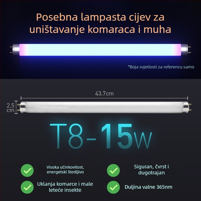 Lampa za hvatanje insekata s ljepilnom trakom, cijevnog tipa, model T5/T8, 220V
