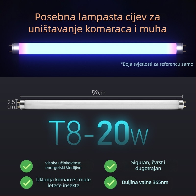Lampa za hvatanje insekata s ljepilnom trakom, cijevnog tipa, model T5/T8, 220V