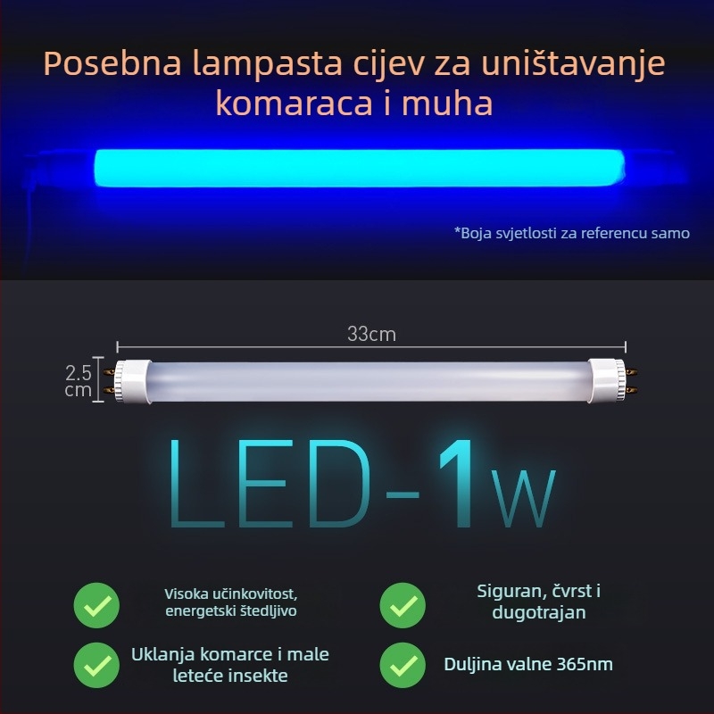 Lampa za hvatanje insekata s ljepilnom trakom, cijevnog tipa, model T5/T8, 220V