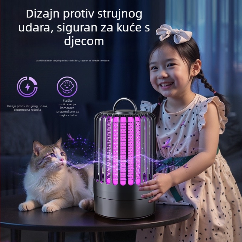 Lampa za ubijanje komaraca, tiha ljubičasta svjetlosna klopka za vanjsku i kućnu upotrebu, model WD-01, 5V, 5W, zidni držač