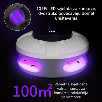 Ljepljiva lampa za komarce - solarna, UV-A svjetlo, za unutarnju i vanjsku upotrebu, pokriće do 10 m², trajanje baterije 8–12 sati